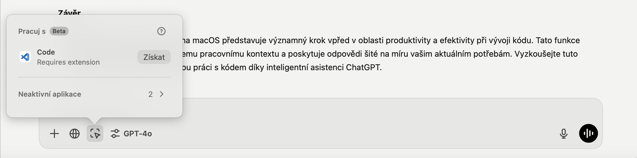 Povolení ChatGPT apps